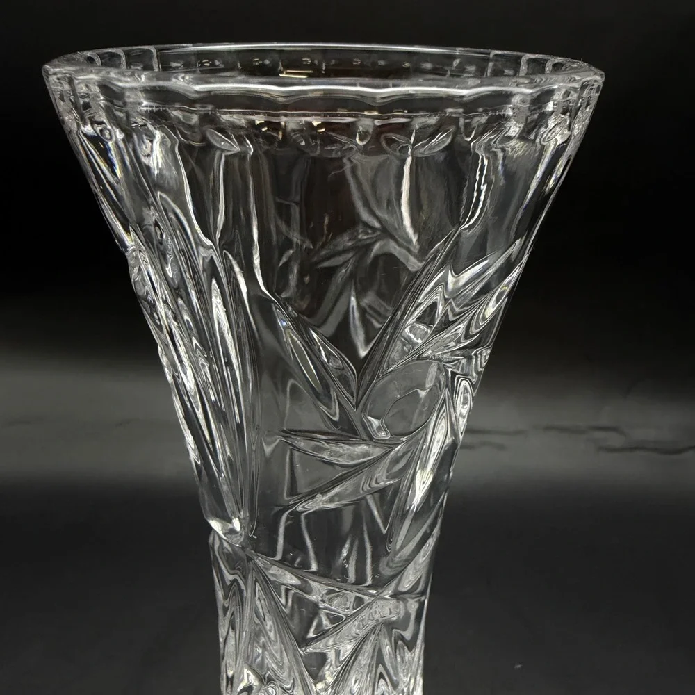 Vtg Cut Lead Crystal Vase Trumpet‎ Shape Star Base Fan Pinwheel Starburst 6